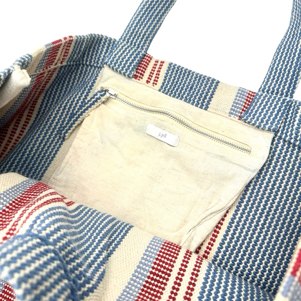 J.JILL women's travel beach striped tote bag - cotton LARGE - Picture 6 of 8